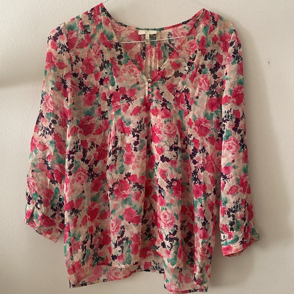 Joie Silk Pink Floral Porcelain Print Leala Silk Blouse size S - Picture 6 of 9